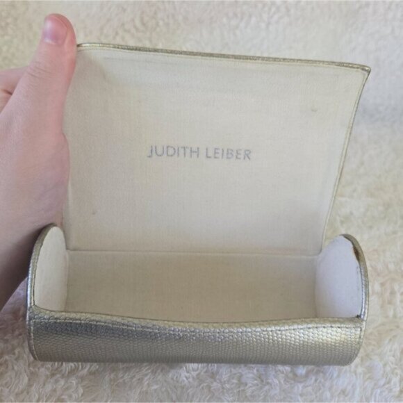 Judith Leiber Gold Textured Sunglasses Case - Picture 4 of 5